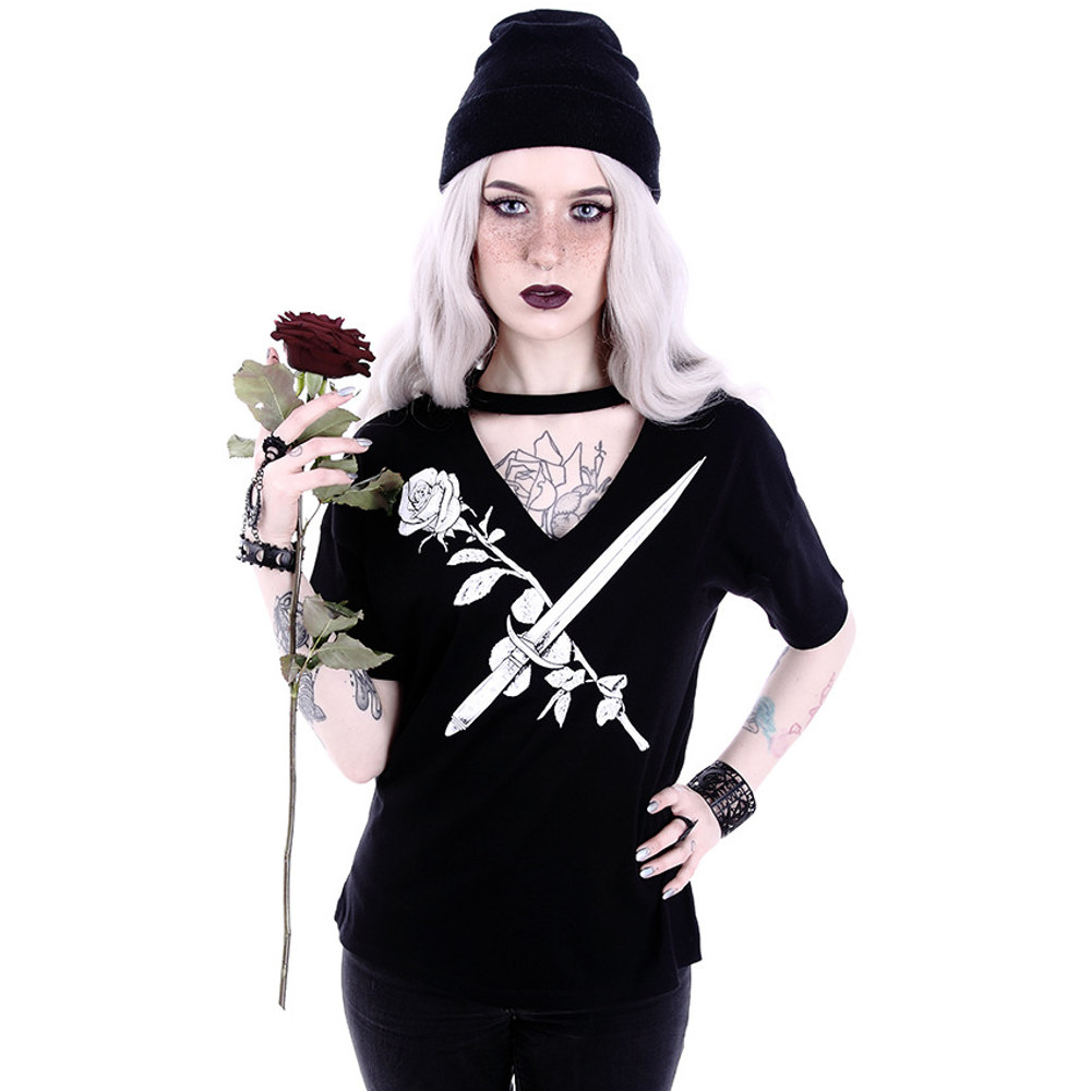 Restyle - Stay sharp vneck Ladies Tshirt - Black